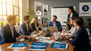 Diverse accounting professionals collaborating in a modern office, emphasizing strategic marketing for CPA firm growth