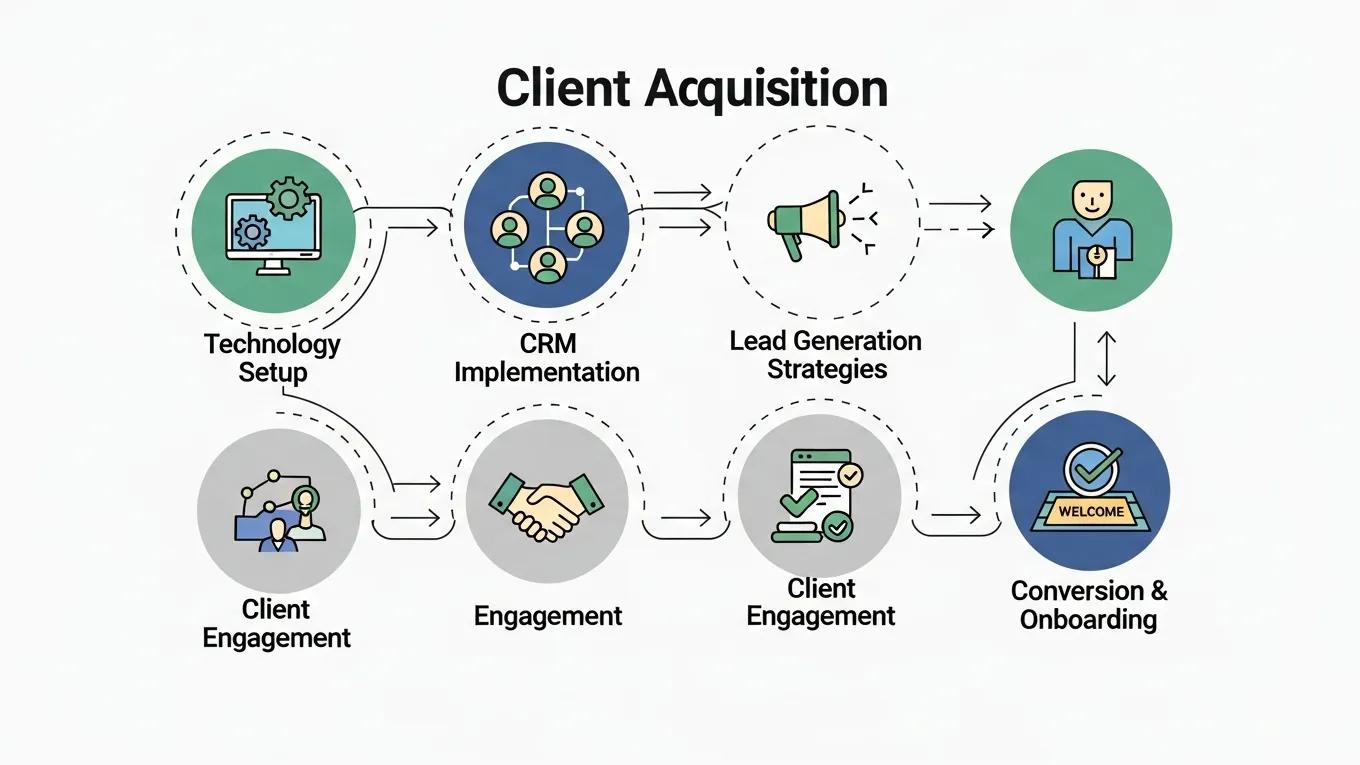 Visual representation of a client acquisition framework for accounting firms